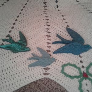 Set of 3 Small Birds To Hang on a Wall or Door